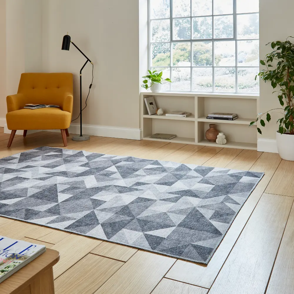 Coral H1057 Grey Modern Washable Rug - Image 2