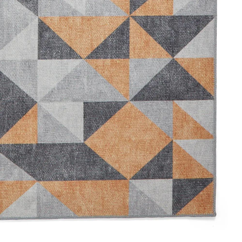Coral H1057 Yellow/Grey Modern Washable Rug - Image 9