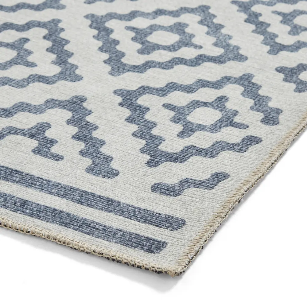 Coral H1058 Blue Modern Washable Rug - Image 5