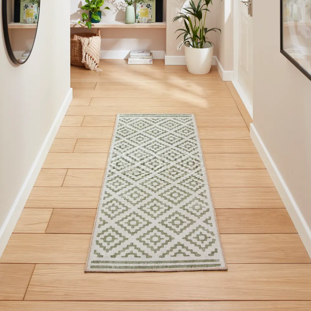 Coral H1058 Green Modern Washable Rug - Image 3