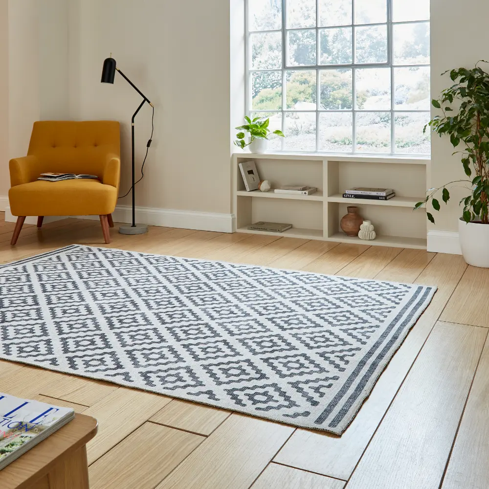 Coral H1058 Grey Modern Washable Rug - Image 2