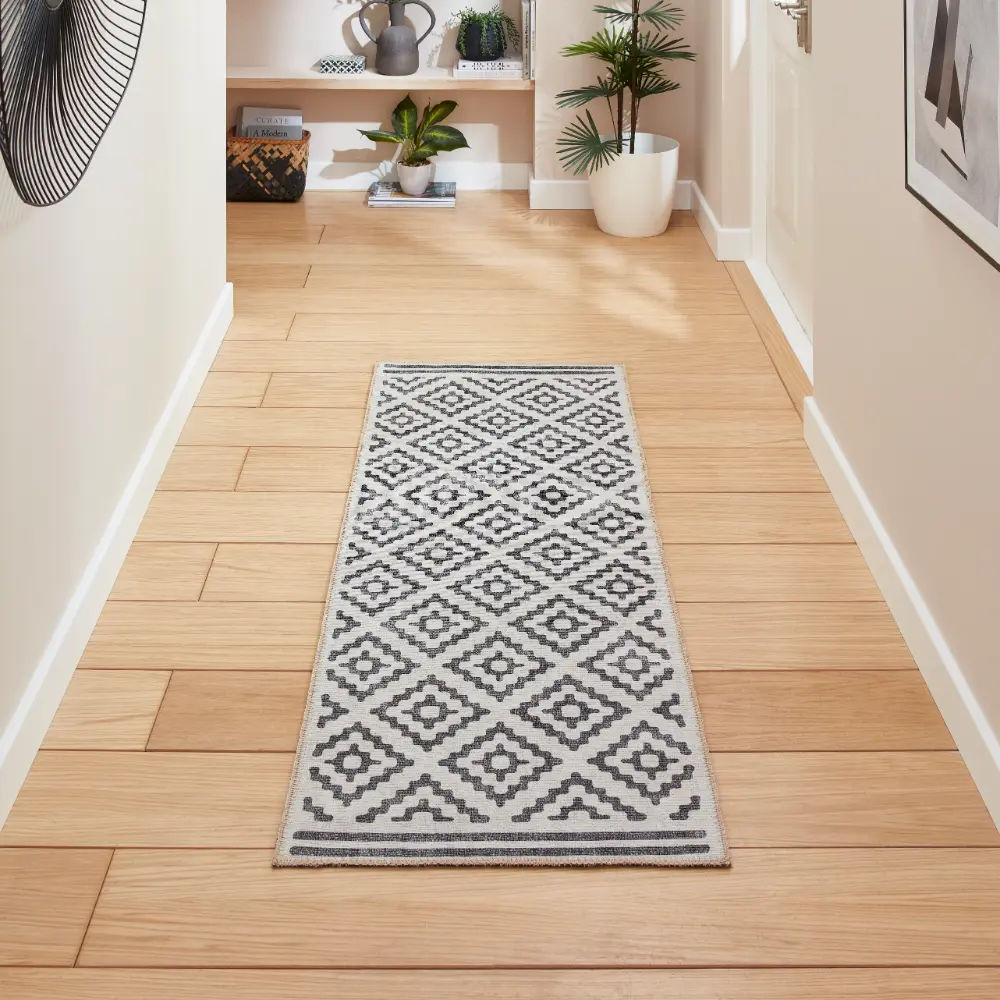 Coral H1058 Grey Modern Washable Rug - Image 3