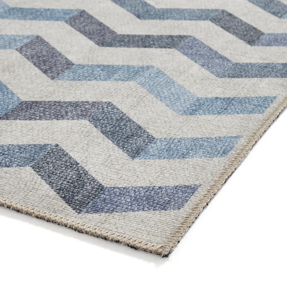 Coral H1059 Blue Modern Washable Rug - Image 10