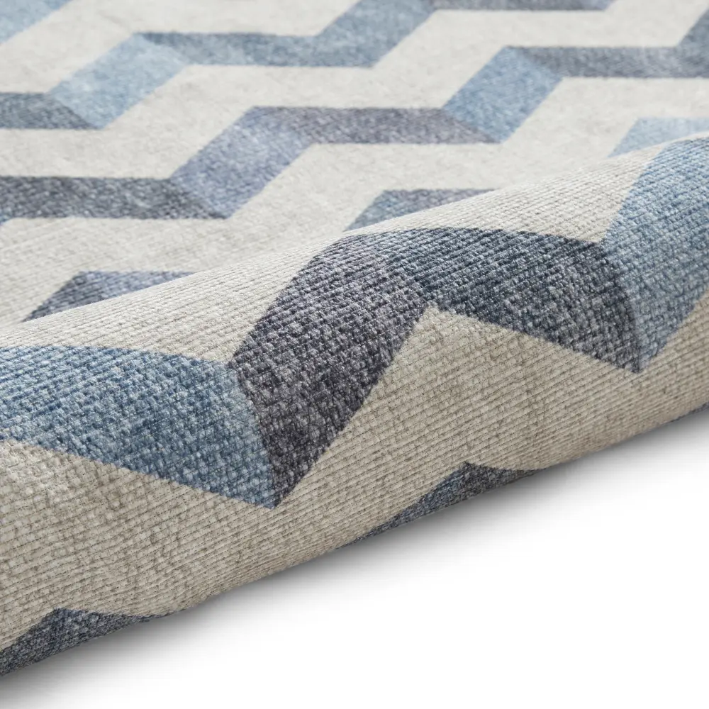 Coral H1059 Blue Modern Washable Rug - Image 4