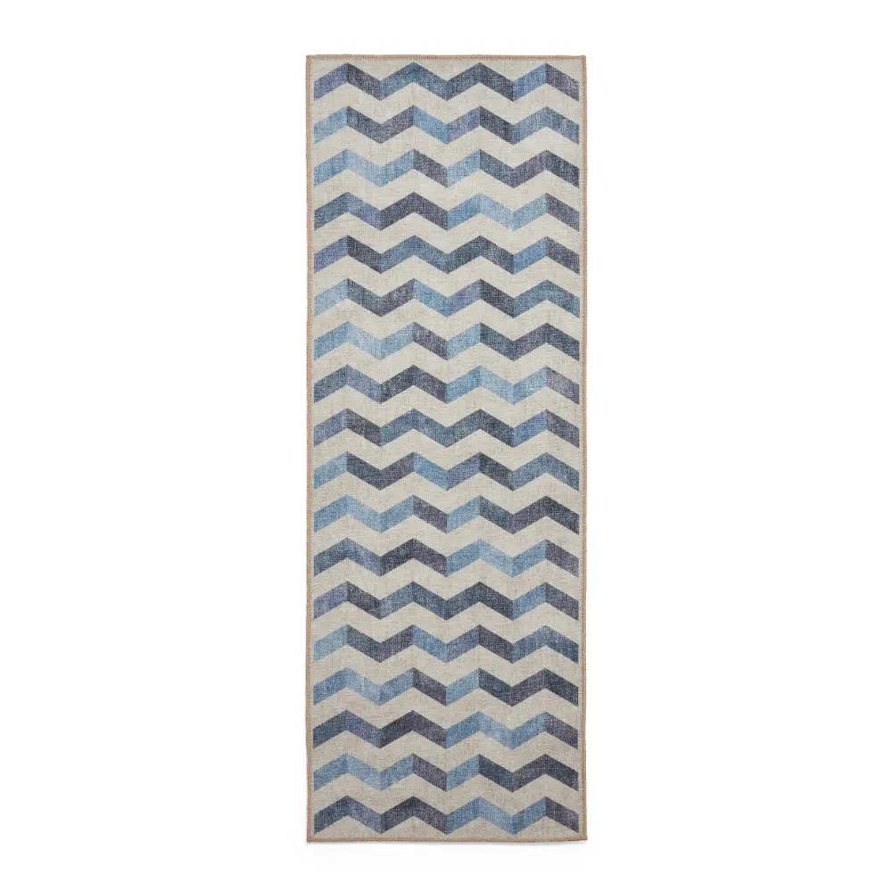 Coral H1059 Blue Modern Washable Rug - Image 5