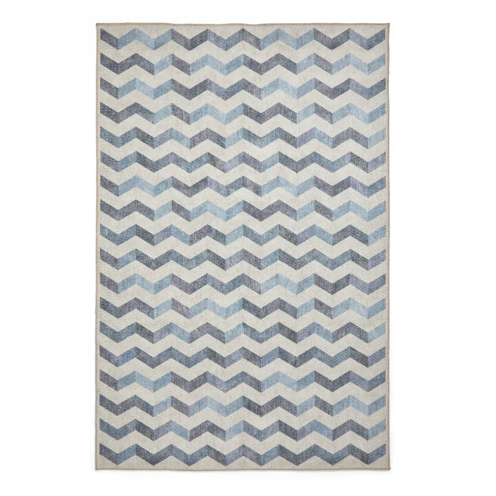 Coral H1059 Blue Modern Washable Rug - Image 6