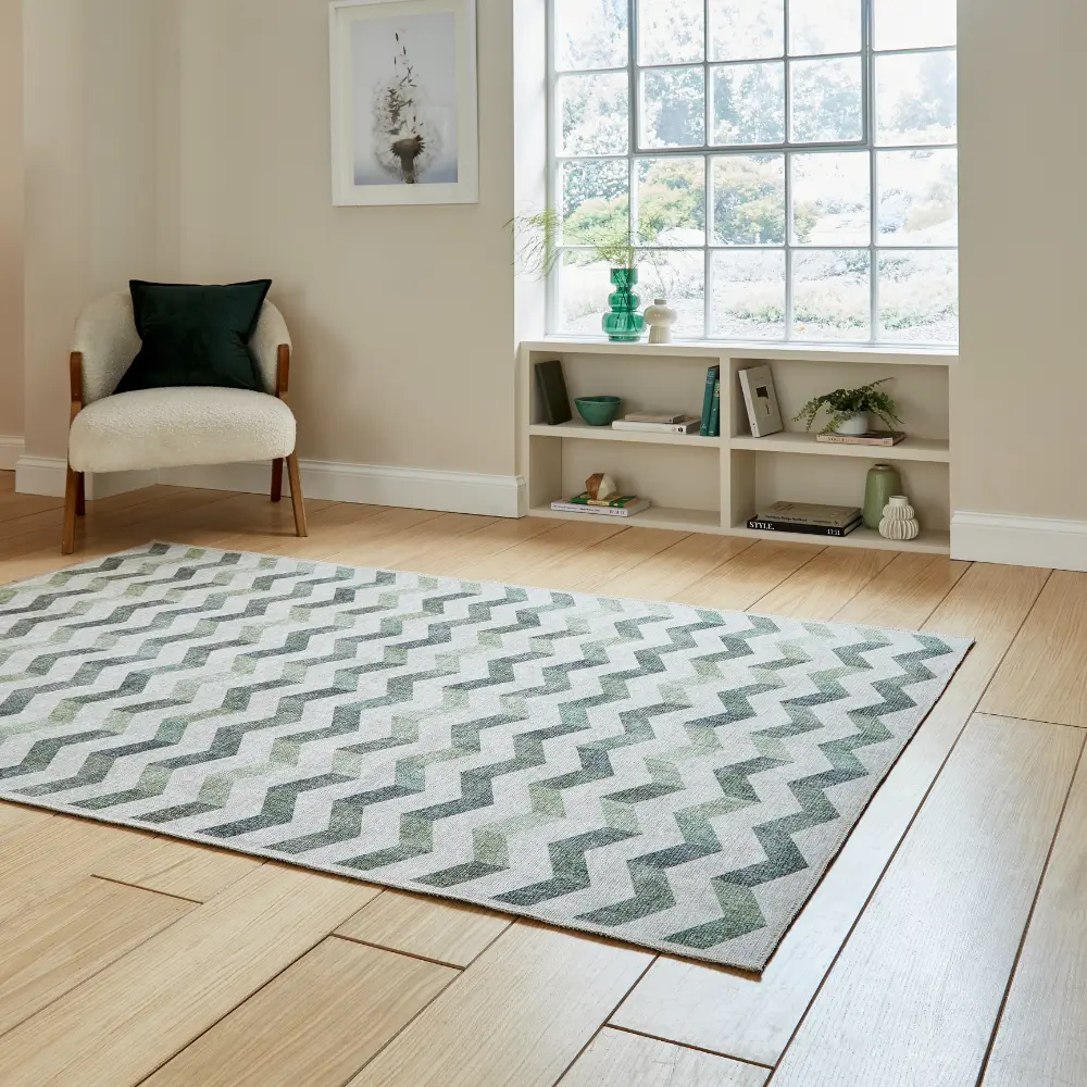 Coral H1059 Green Modern Washable Rug - Image 2