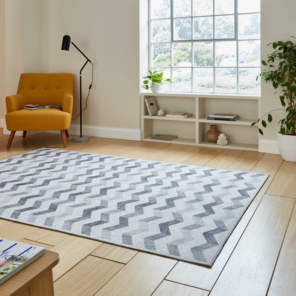 Coral H1059 Grey Modern Washable Rug - Image 2