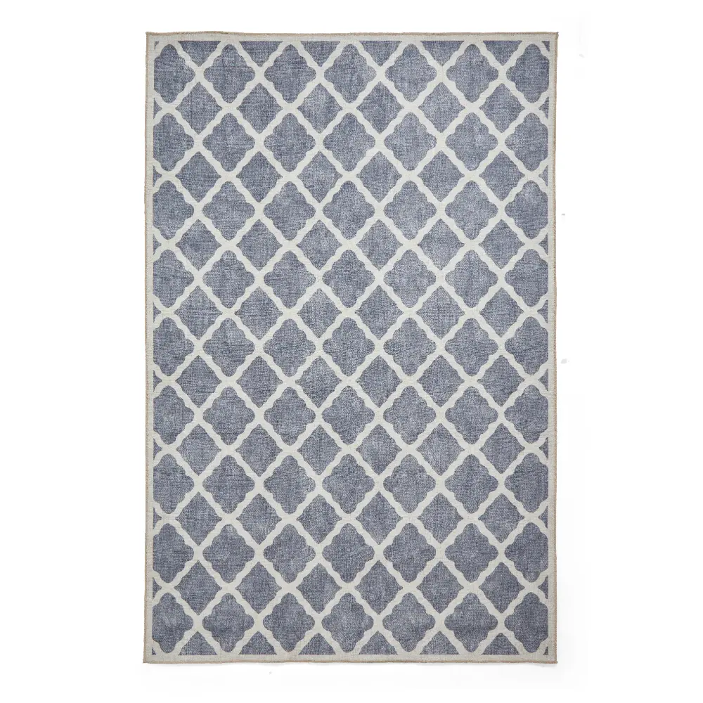 Coral H1063 Blue Modern Washable Rug - Image 8