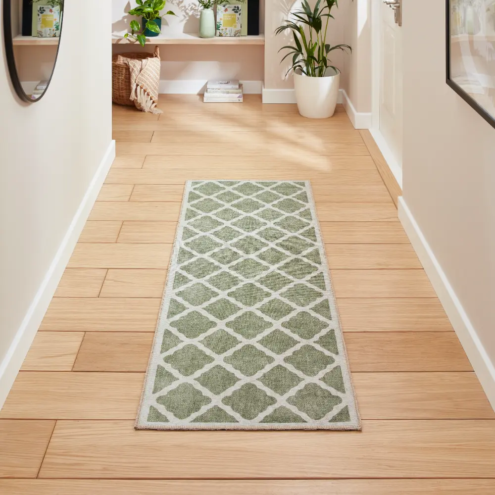 Coral H1063 Green Modern Washable Rug - Image 3