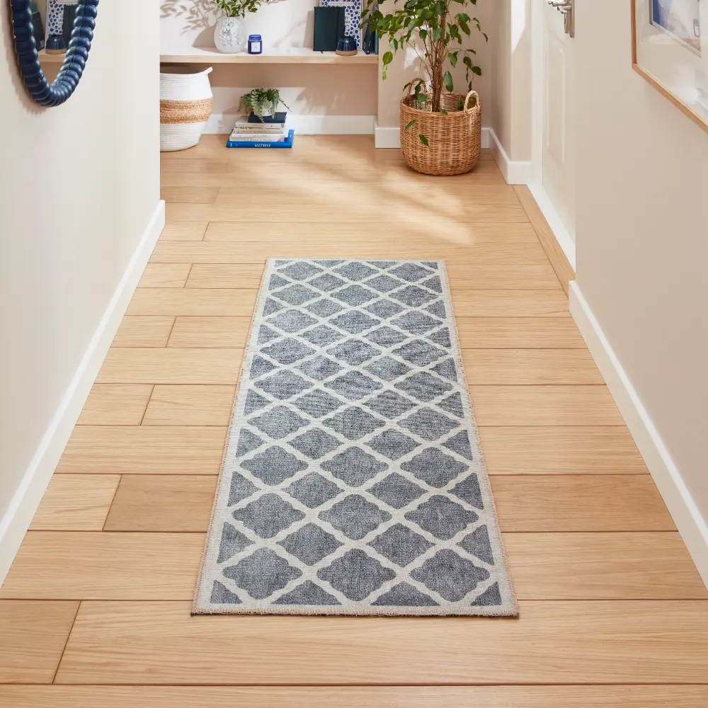 Coral H1063 Grey Modern Washable Rug - Image 3