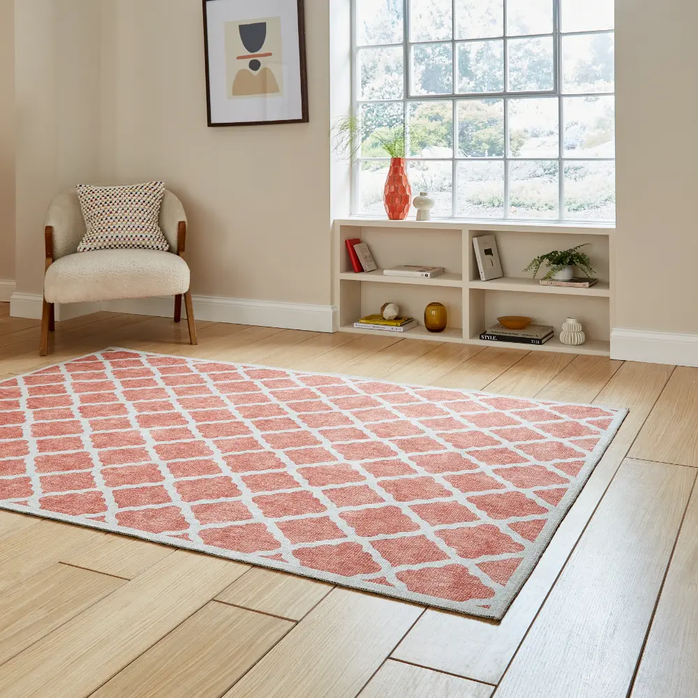 Coral H1063 Orange Modern Washable Rug - Image 2