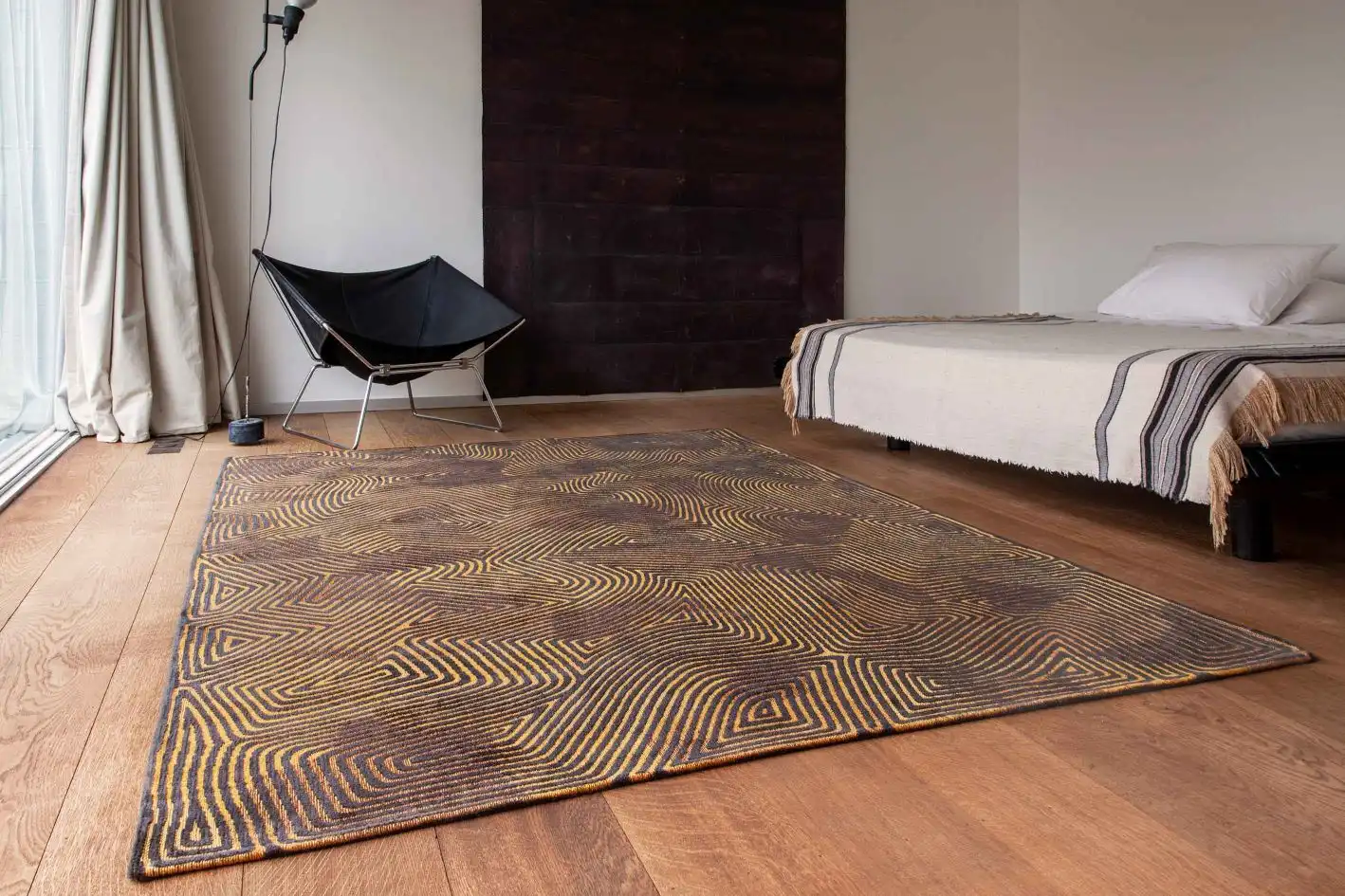 Coral Meditation 9227 Black Gold Washable Rug