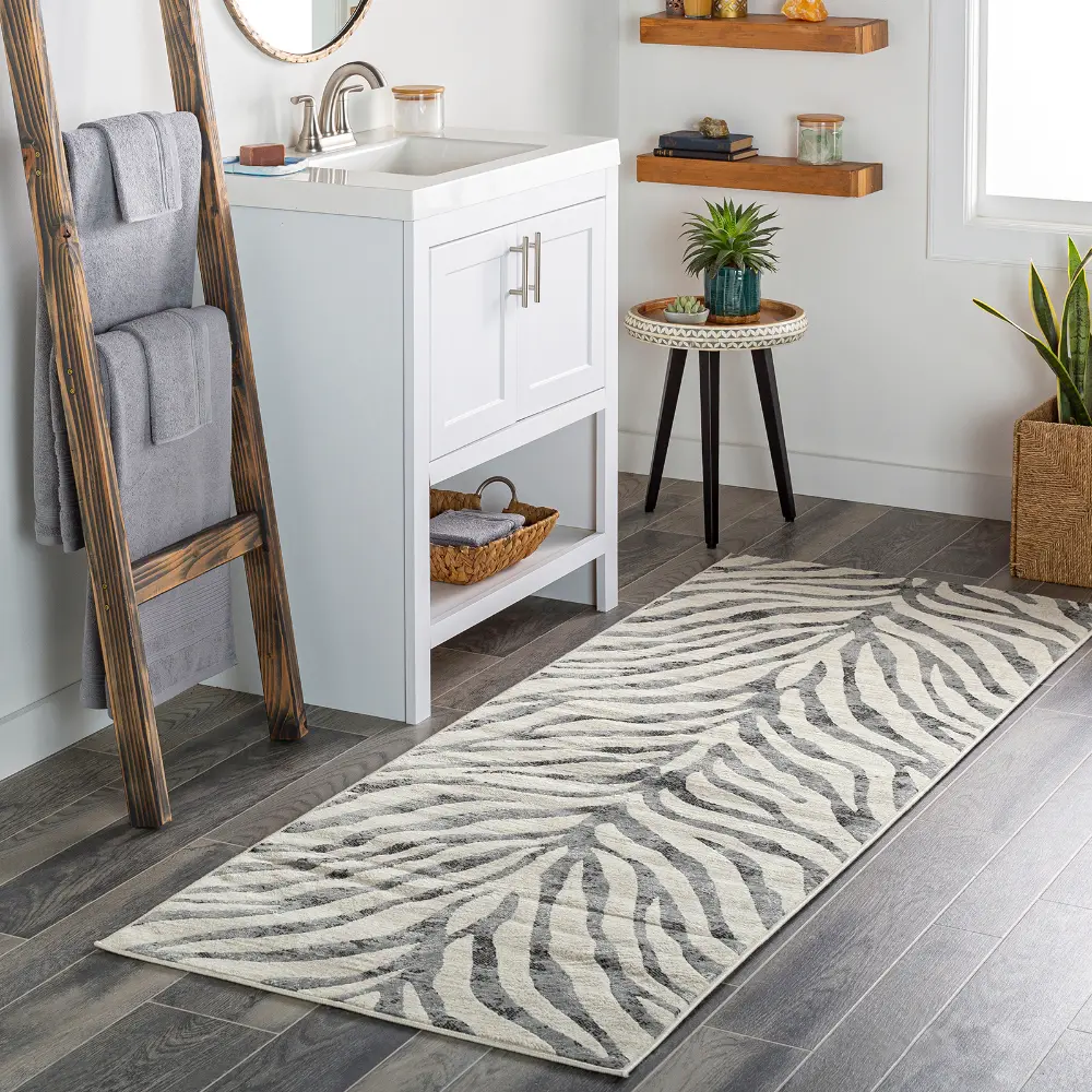Cybele Scandi Boho Zebra Charcoal Rug - Image 2