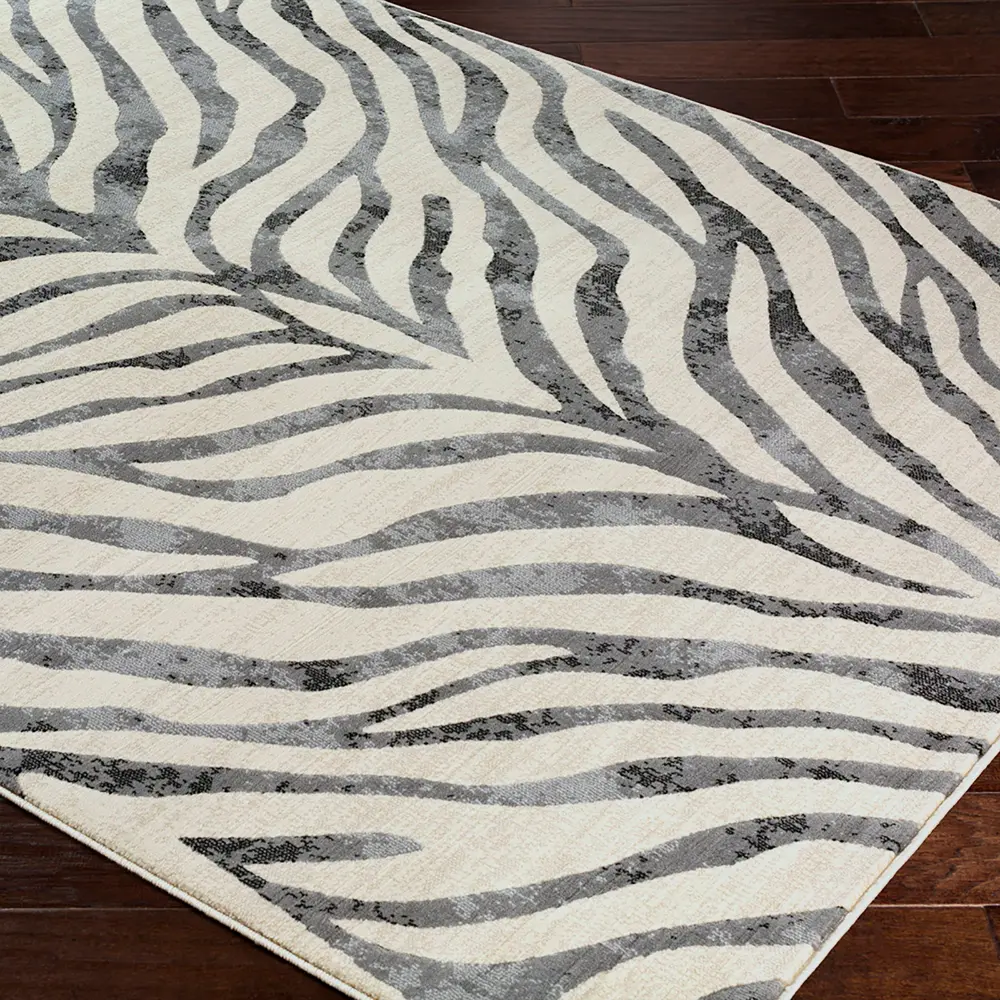 Cybele Scandi Boho Zebra Charcoal Rug - Image 6