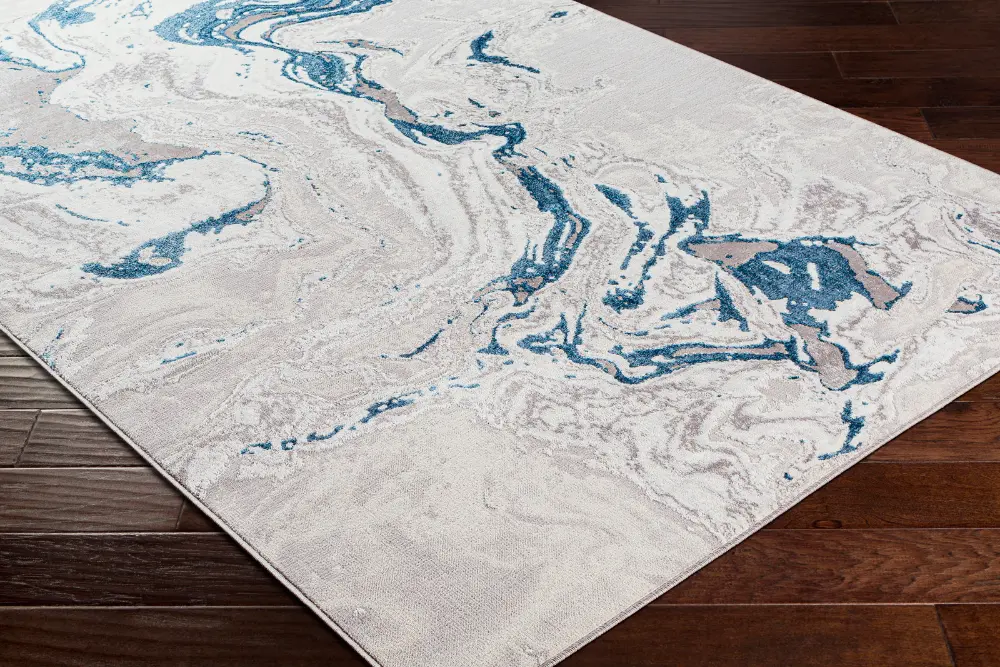 Dahlia Abstract Modern Marble Dark Blue Rug - Image 2