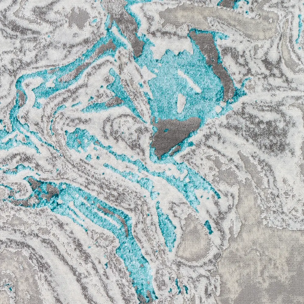 Dahlia Abstract Modern Marble Teal Rug - Image 2