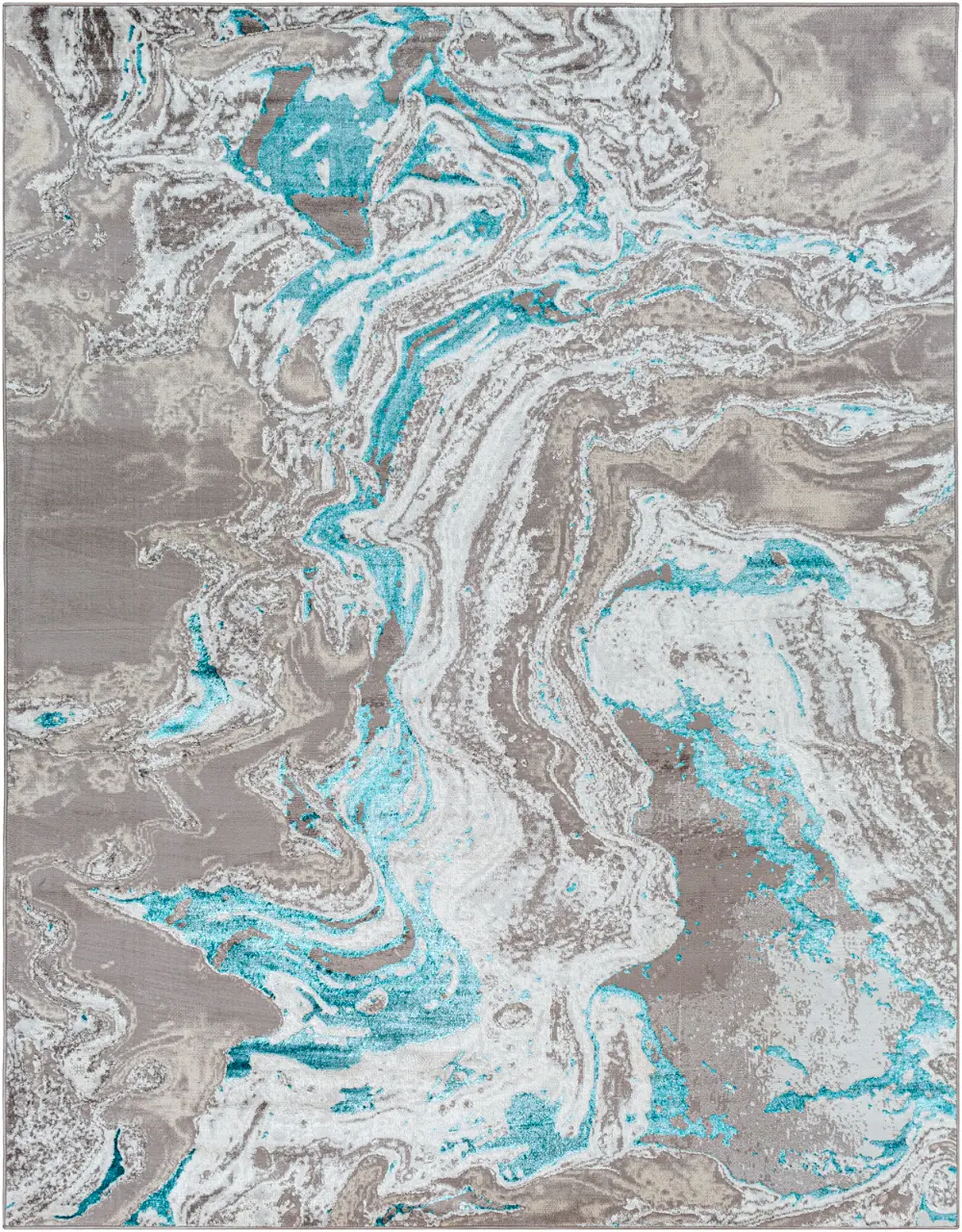 Dahlia Abstract Modern Marble Teal Rug - Image 5