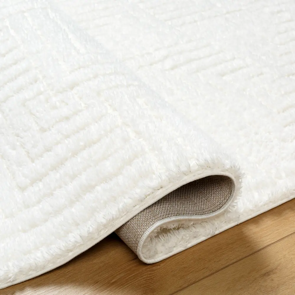 Dariana Shaggy Modern Plush Pile Ivory Rug - Image 2