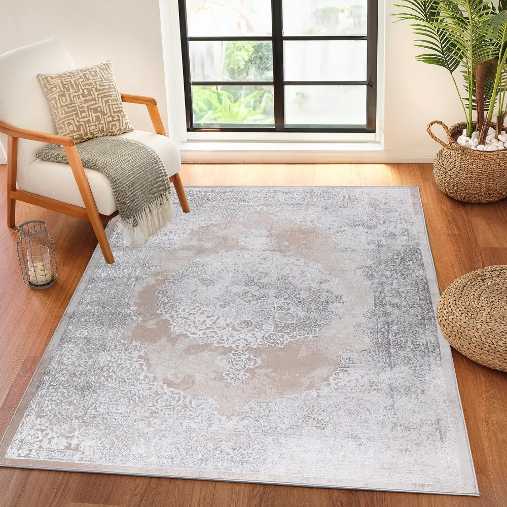 Defne Vintage Oriental Boho Beige/White Rug - Image 12