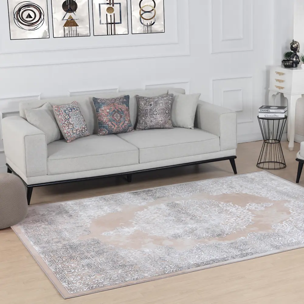 Defne Vintage Oriental Boho Beige/White Rug - Image 2