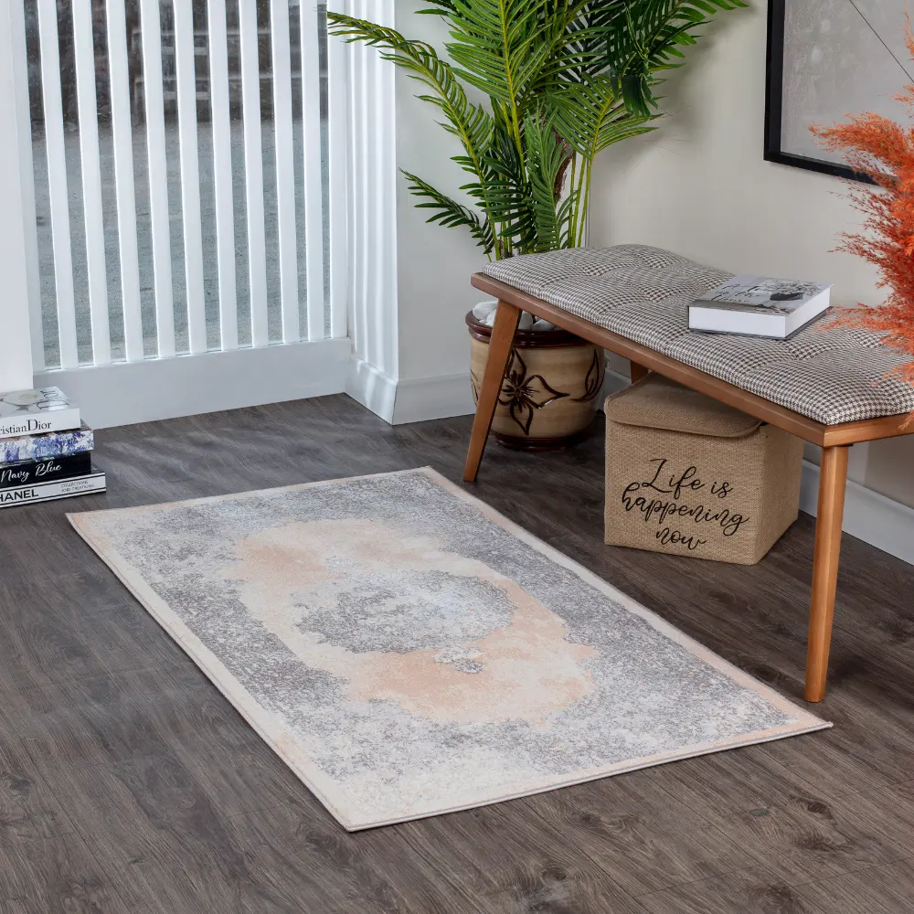 Defne Vintage Oriental Boho Beige/White Rug - Image 9