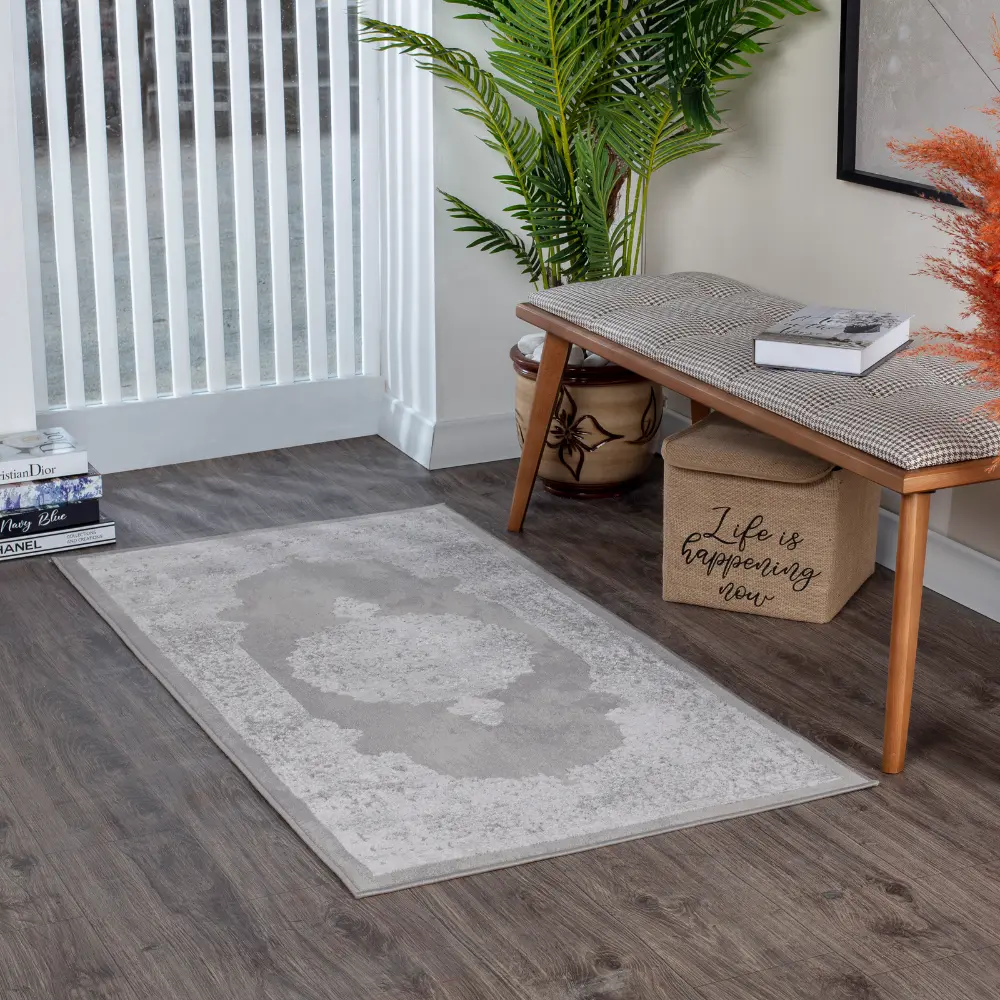 Defne Vintage Oriental Boho White/Grey Rug - Image 2