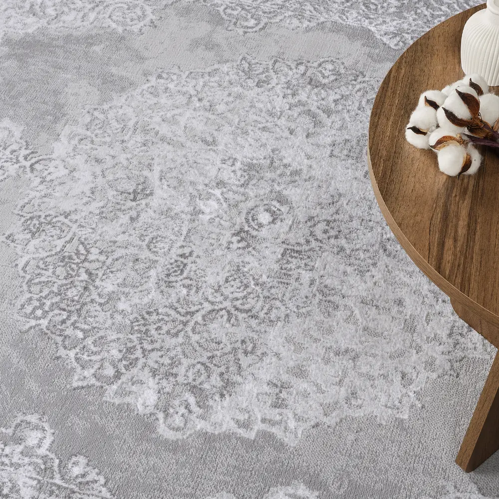 Defne Vintage Oriental Boho White/Grey Rug - Image 3