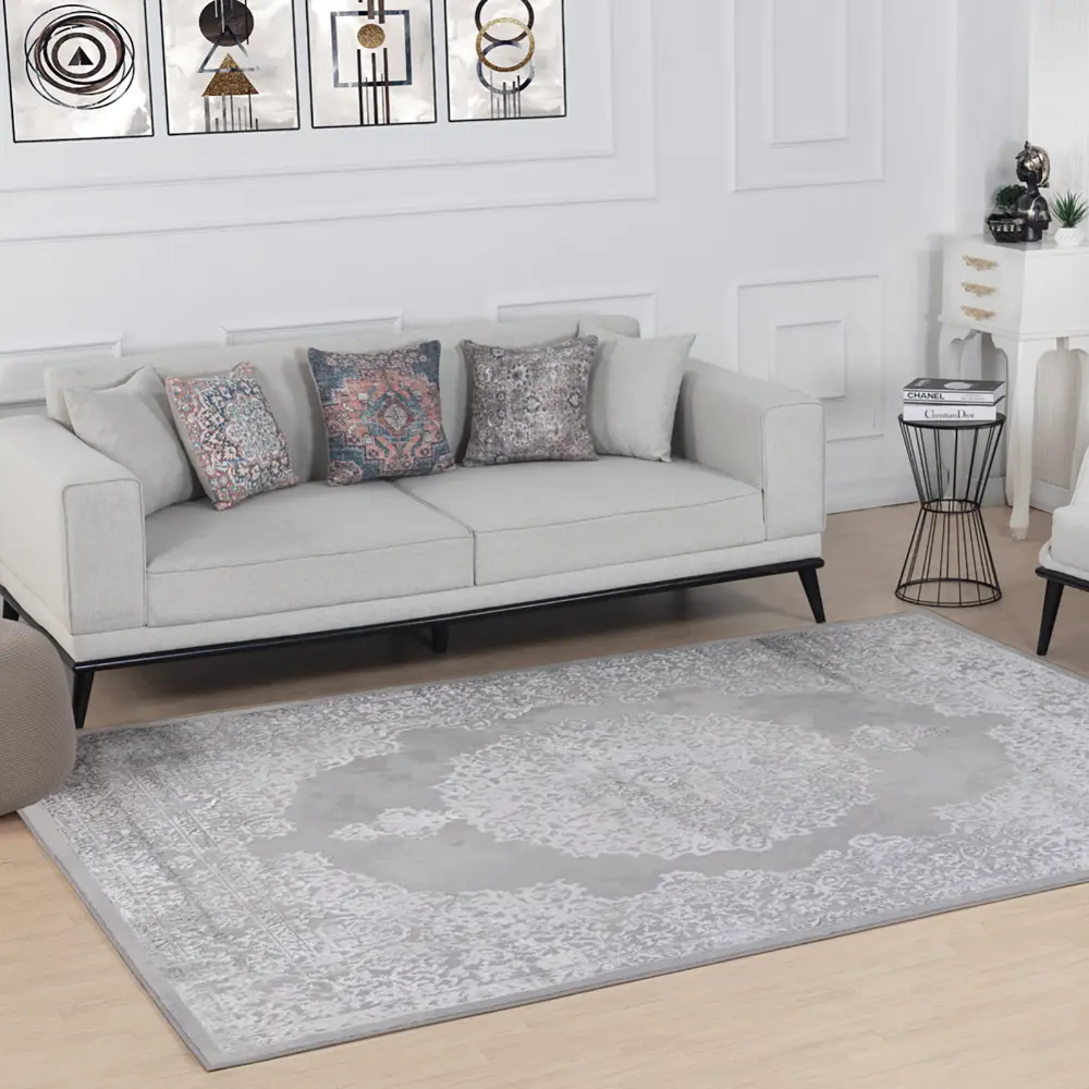 Defne Vintage Oriental Boho White/Grey Rug - Image 8