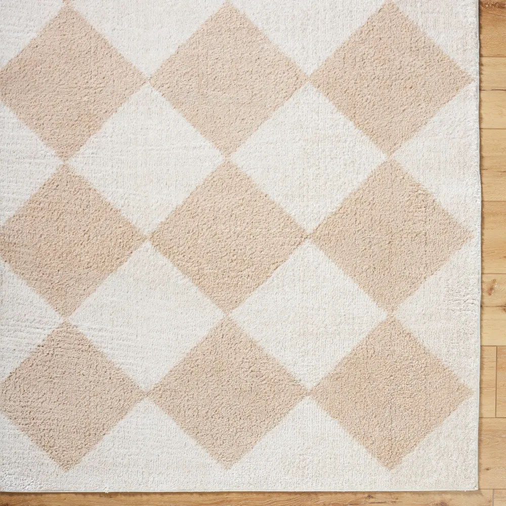 Deline Machine Washable Shaggy Diamond Beige Rug - Image 2