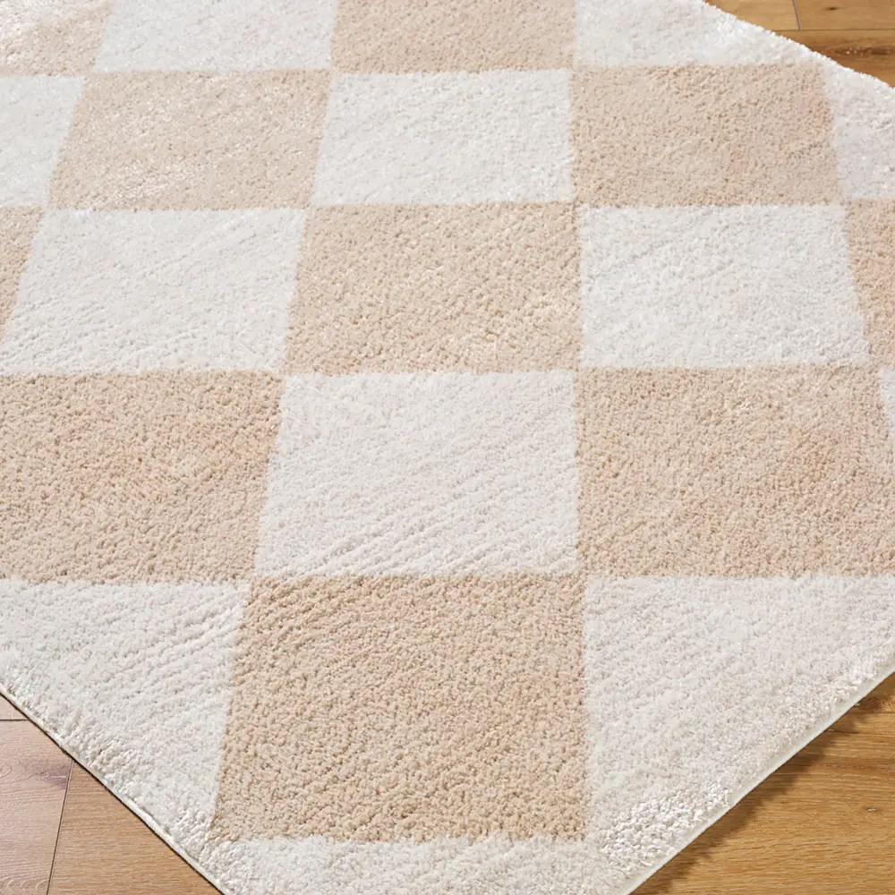 Deline Machine Washable Shaggy Diamond Beige Rug - Image 5