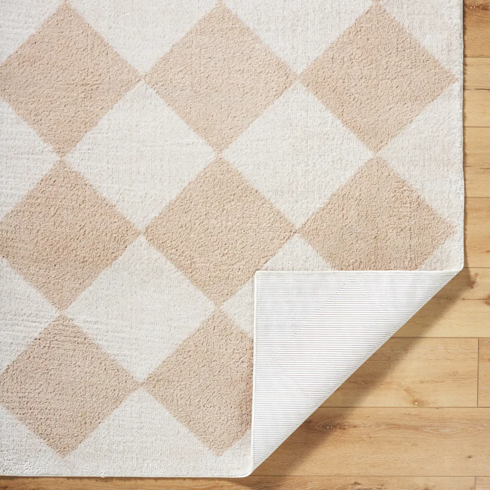 Deline Machine Washable Shaggy Diamond Beige Rug - Image 6
