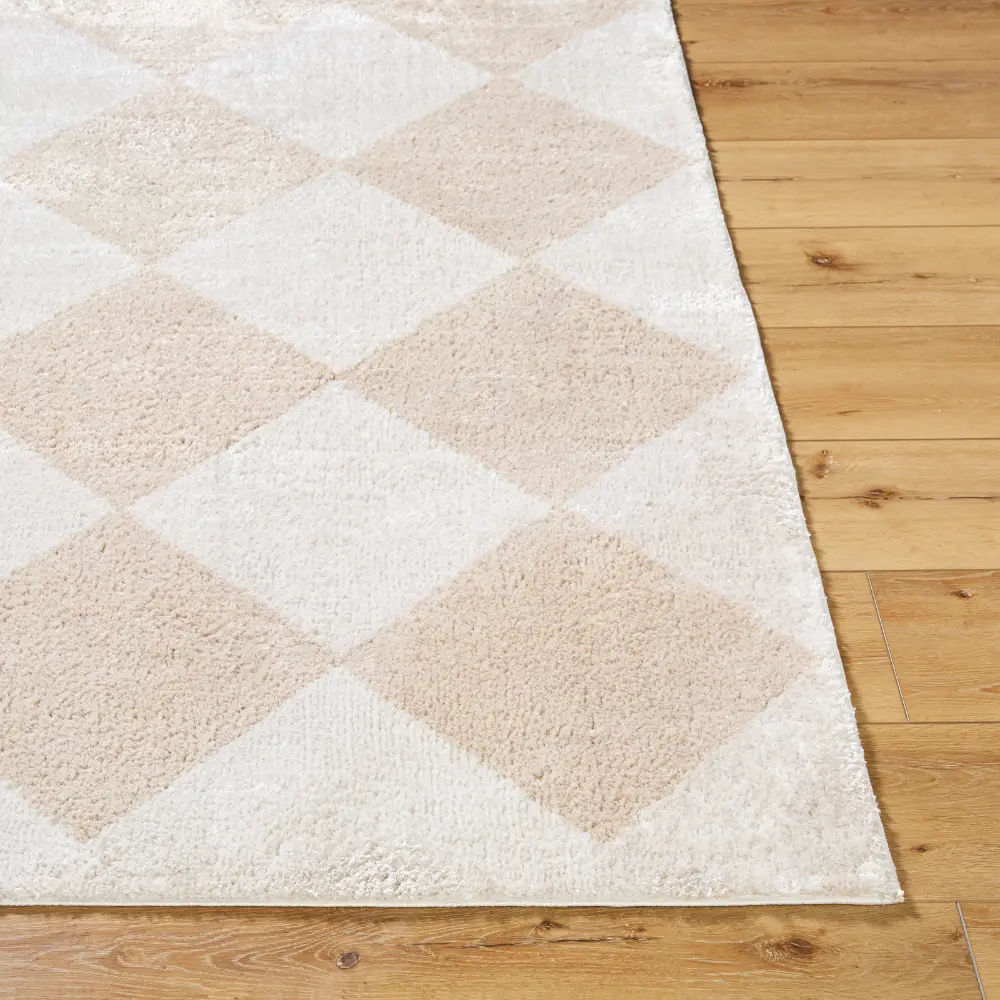 Deline Machine Washable Shaggy Diamond Beige Rug - Image 7