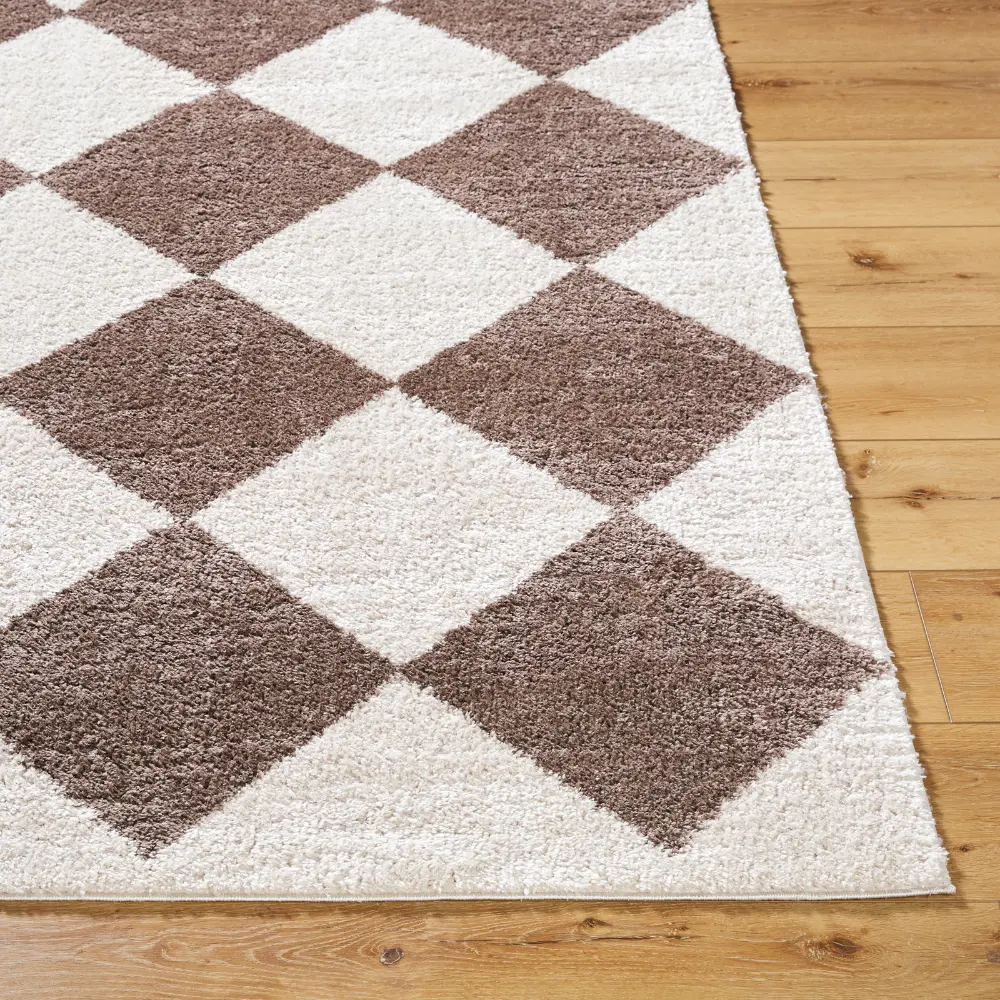 Deline Machine Washable Shaggy Diamond Dark Brown Rug - Image 5
