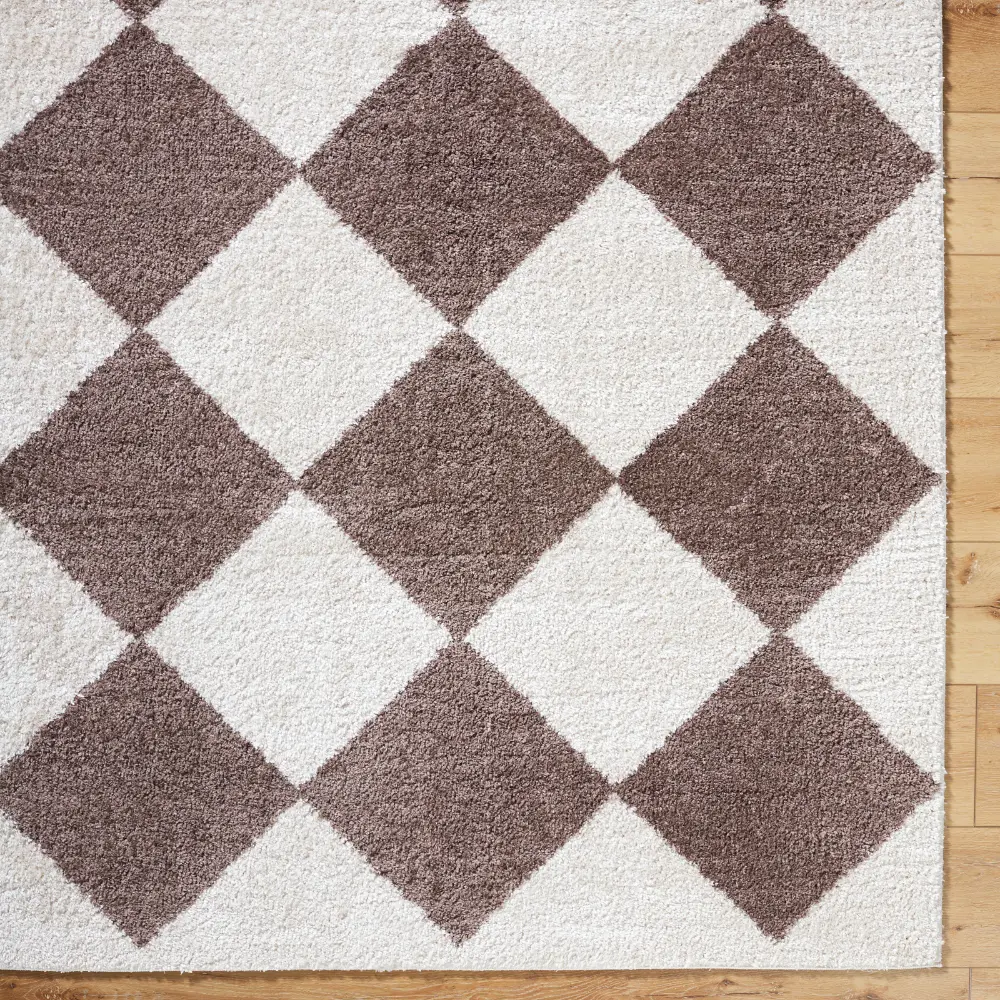 Deline Machine Washable Shaggy Diamond Dark Brown Rug - Image 6