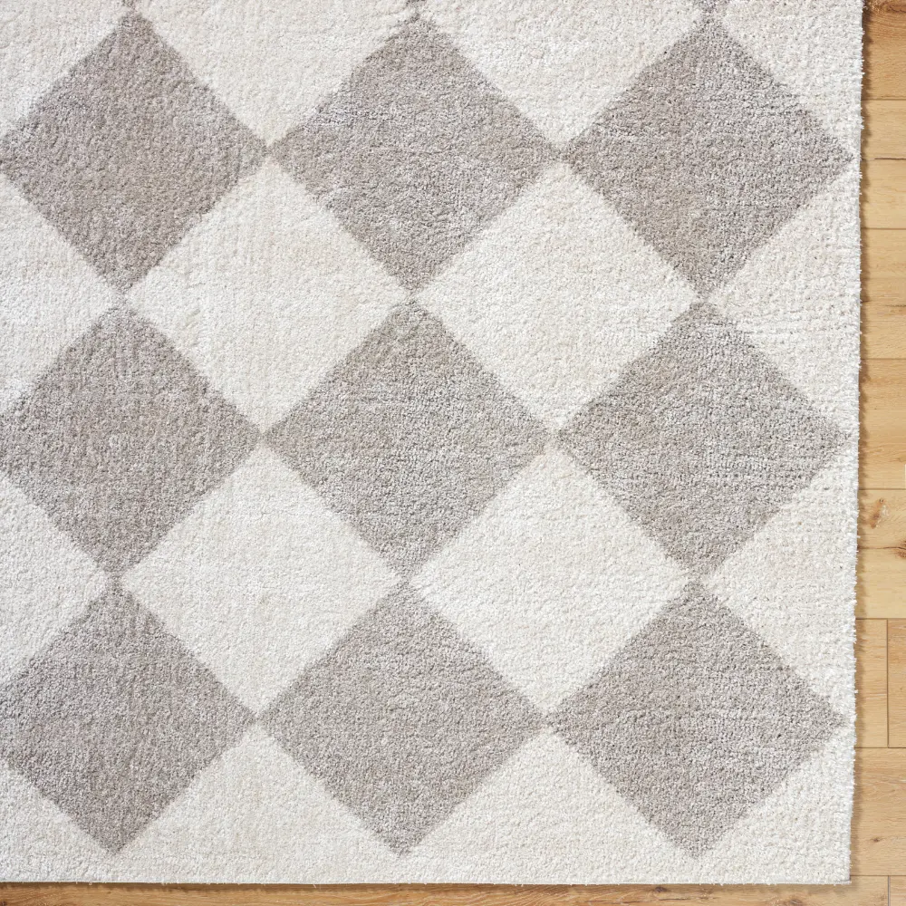 Deline Machine Washable Shaggy Diamond Medium Grey Rug - Image 2