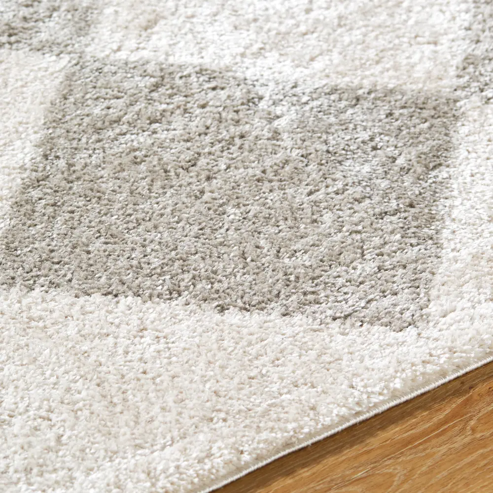 Deline Machine Washable Shaggy Diamond Medium Grey Rug - Image 3