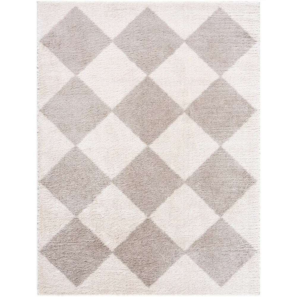 Deline Machine Washable Shaggy Diamond Medium Grey Rug - Image 4