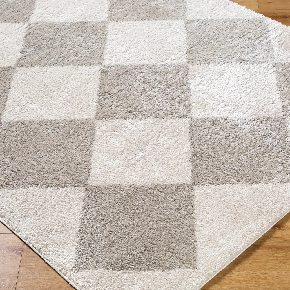Deline Machine Washable Shaggy Diamond Medium Grey Rug - Image 5