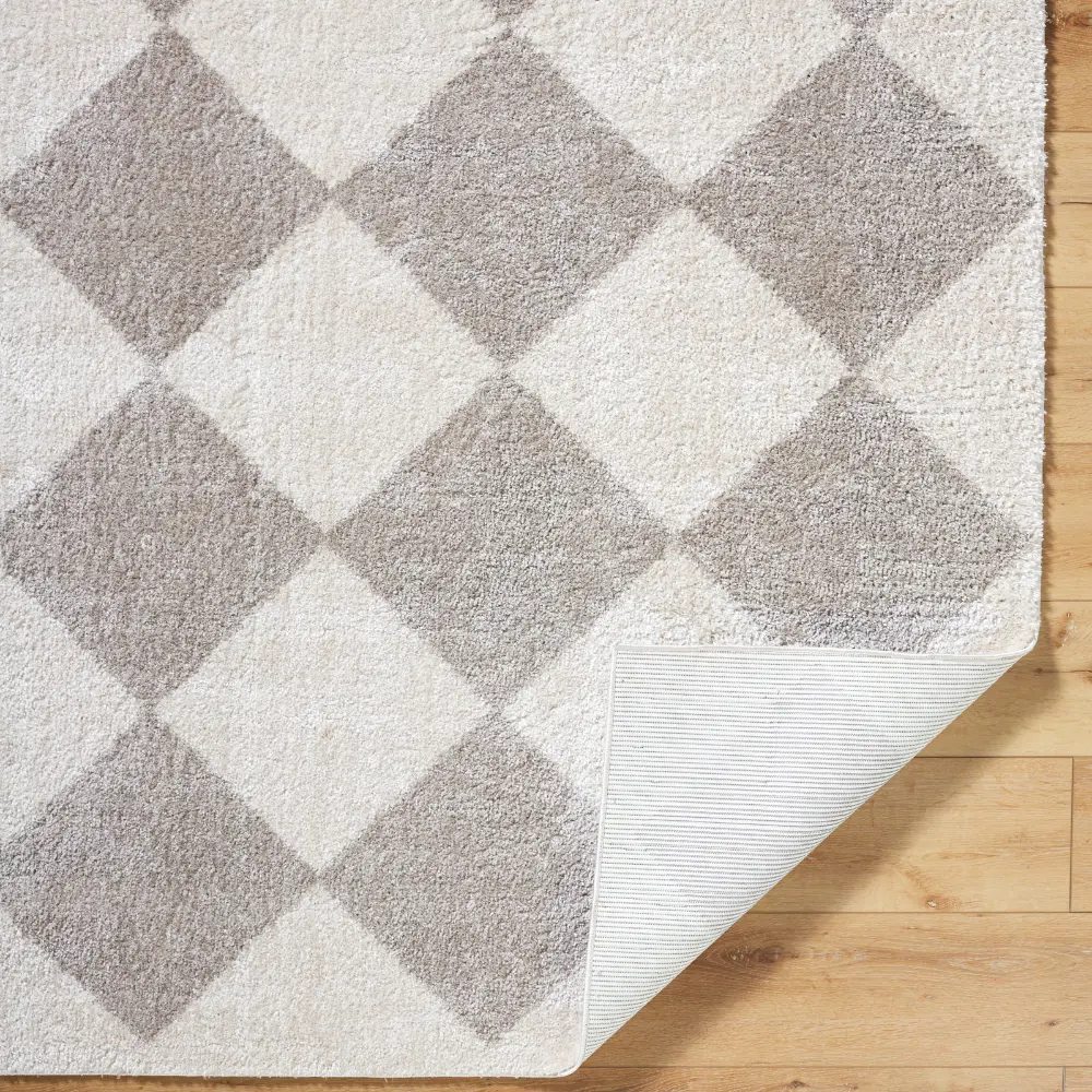 Deline Machine Washable Shaggy Diamond Medium Grey Rug - Image 6