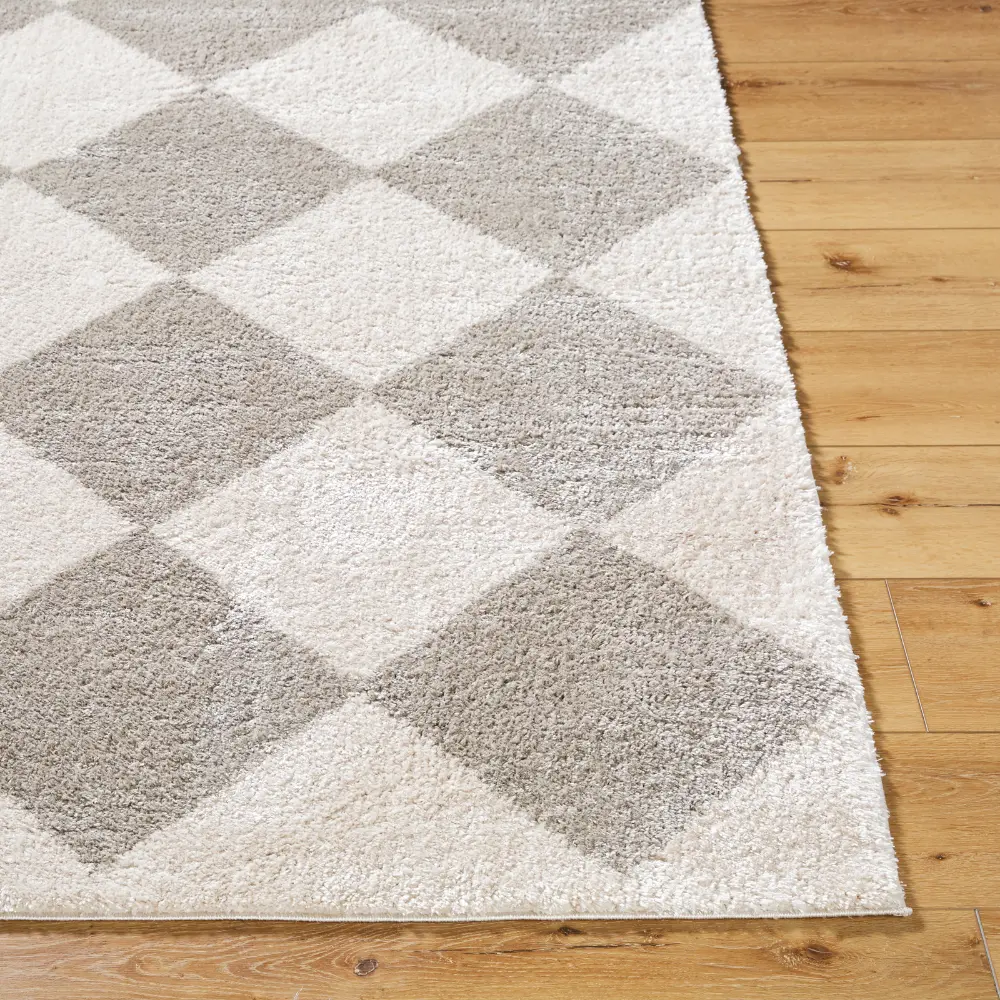 Deline Machine Washable Shaggy Diamond Medium Grey Rug - Image 7