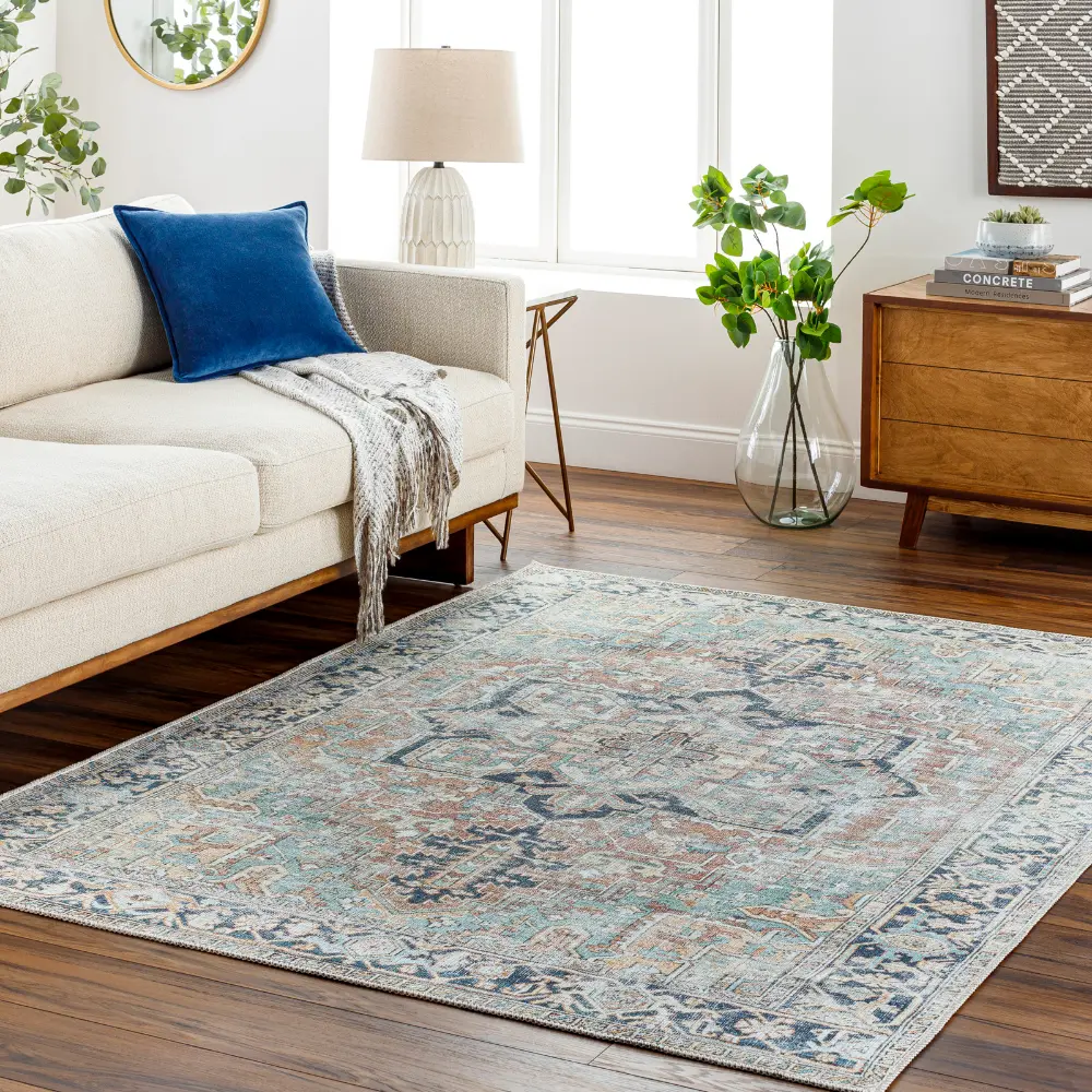 Dido Machine Washable Traditionnal Boho Sage Rug