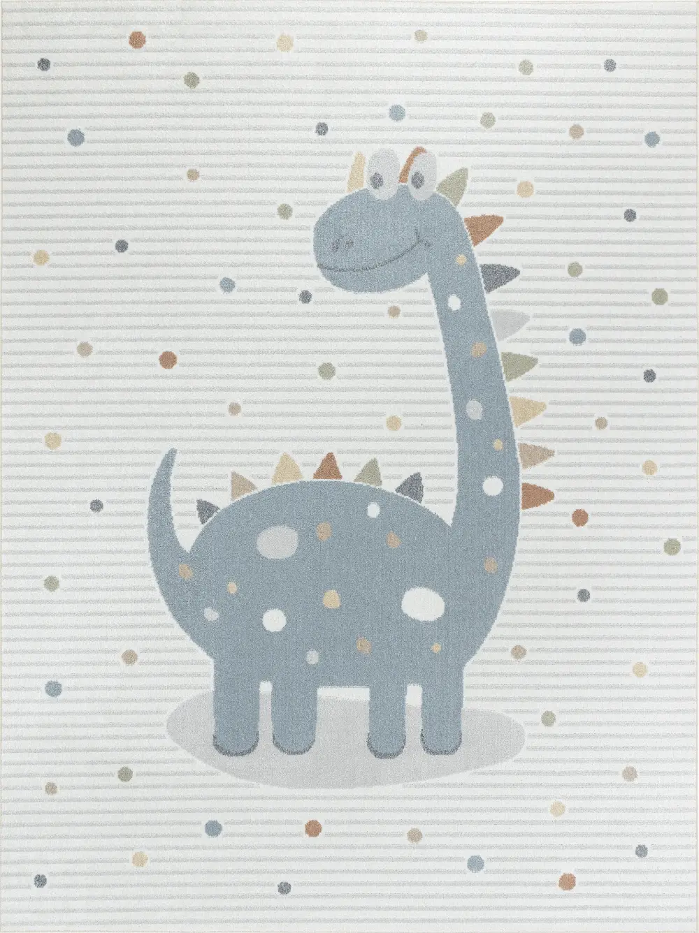Dino Kids Machine Washable Beige/Grey Bedroom Rug - Image 6