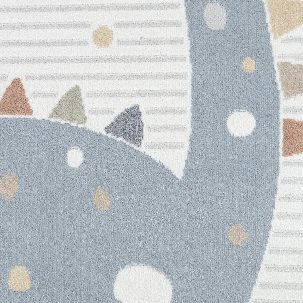 Dino Kids Machine Washable Beige/Grey Bedroom Rug - Image 7