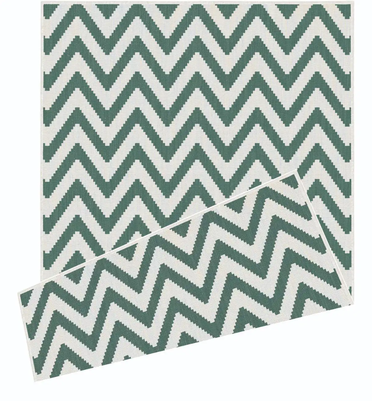 Duo Weave Indoor/Outdoor Chevron Green Rug - Image 2