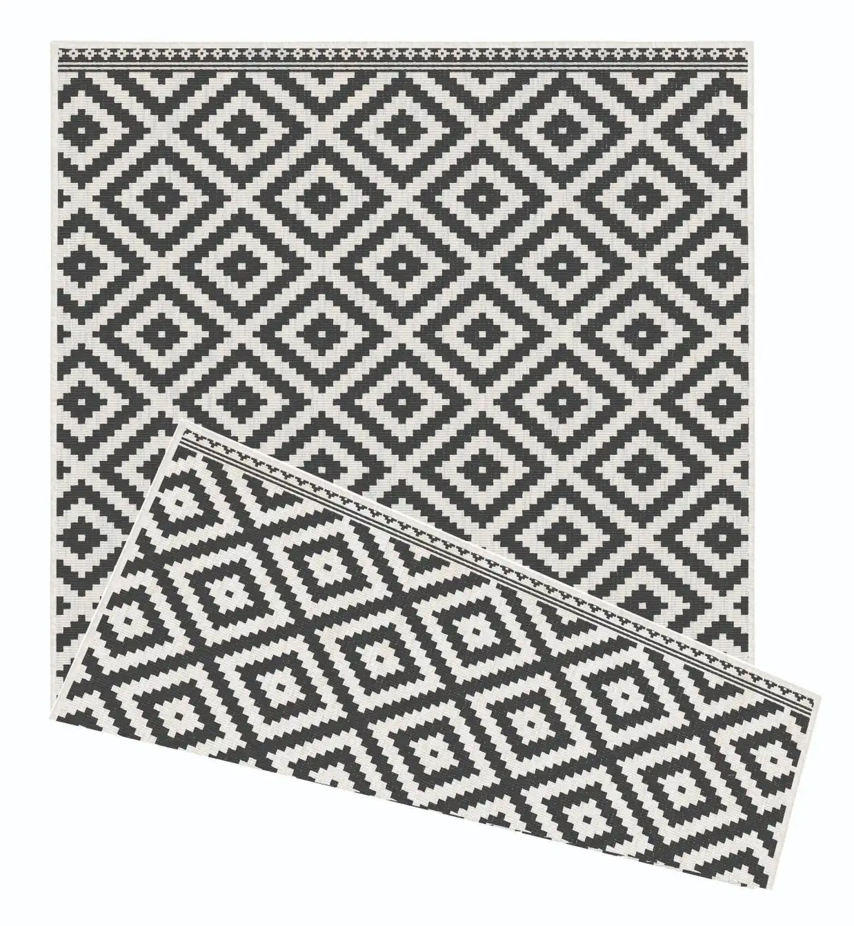 Duo Weave Indoor/Outdoor Modern Geo Black Rug - Image 2