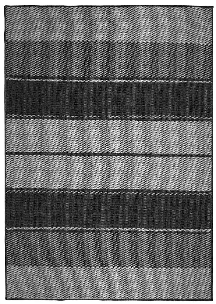 Duo Weave Indoor/Outdoor Tonal Stripes Charcoal Rug - Image 3