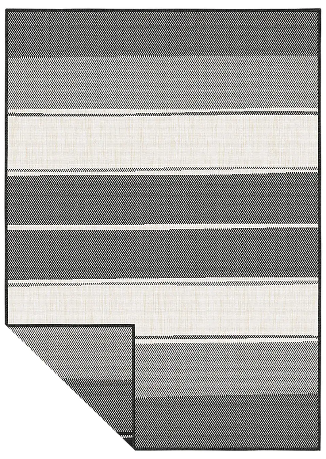 Duo Weave Indoor/Outdoor Tonal Stripes Charcoal Rug - Image 4