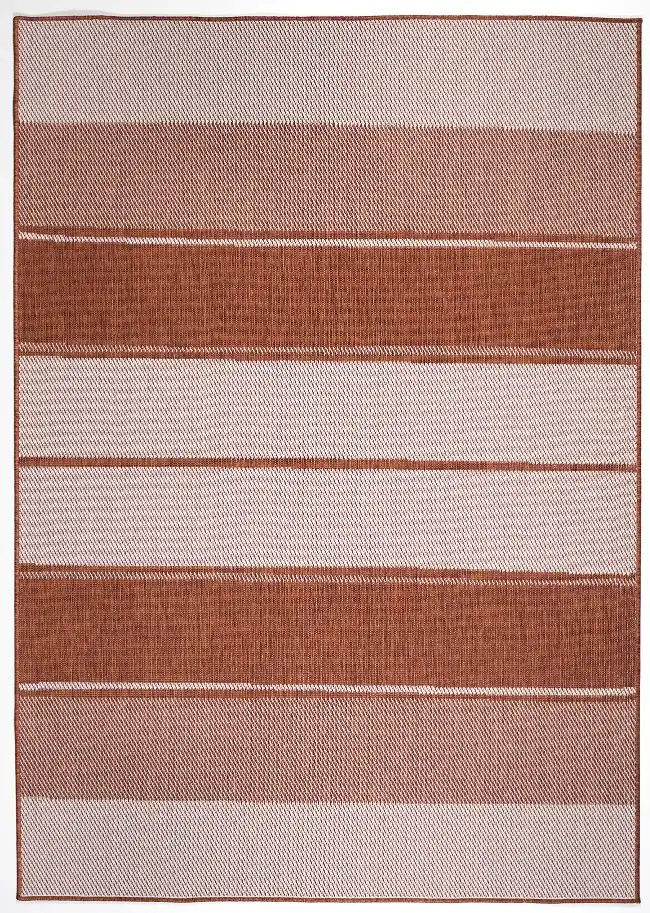 Duo Weave Indoor/Outdoor Tonal Stripes Rust Rug - Image 3