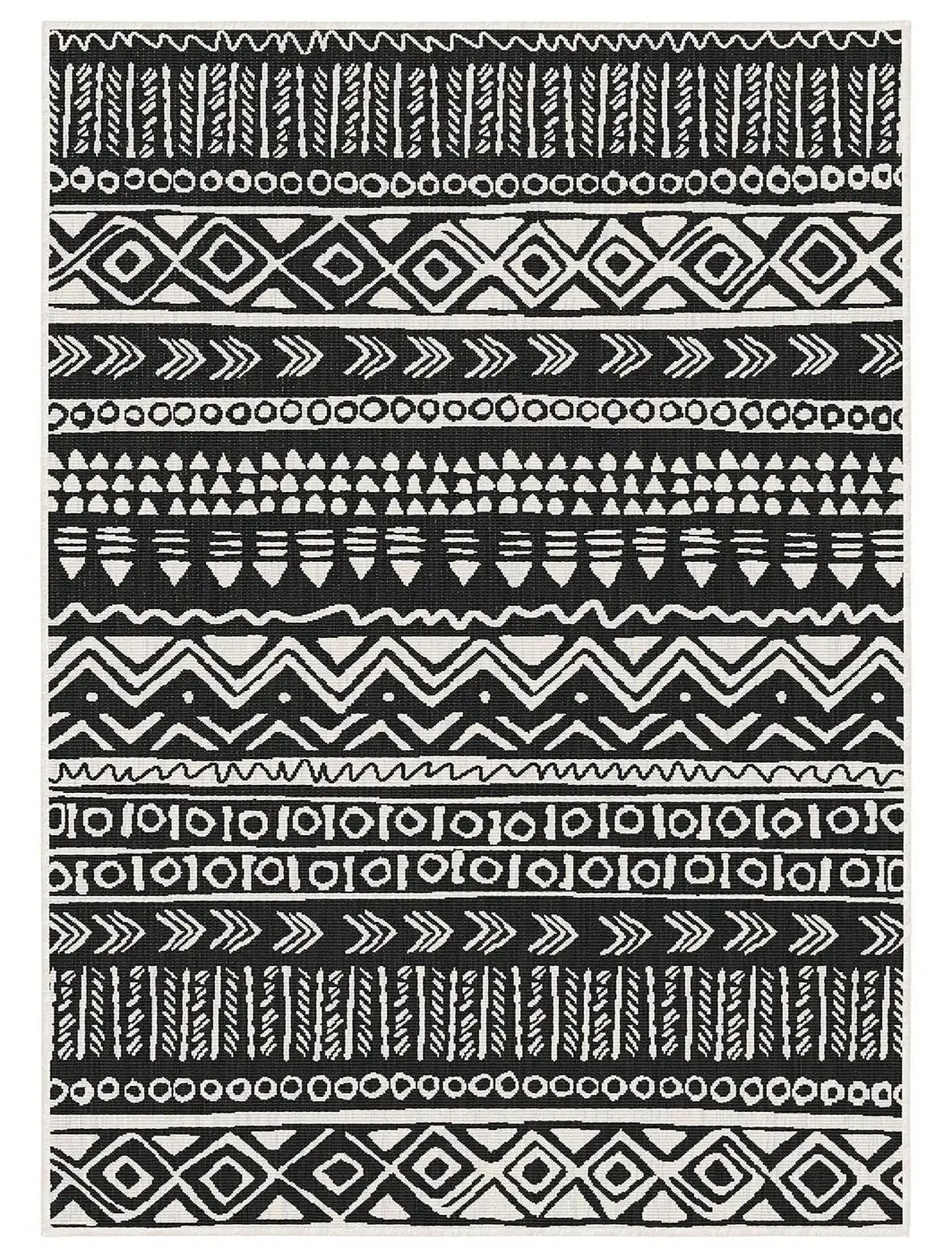 Duo Weave Indoor/Outdoor Tribal Black Rug - Image 3